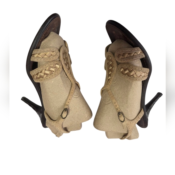 Bottega Veneta Women's Tan Heeled Sandals - Picture 1 of 14